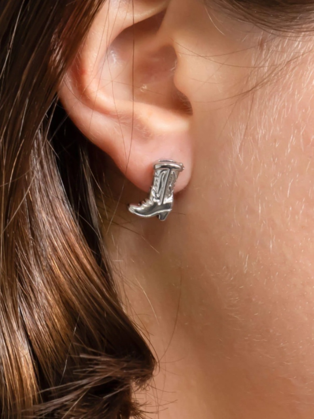 18K Gold PVD Stainless Steel Cowboy Boot Stud Earrings